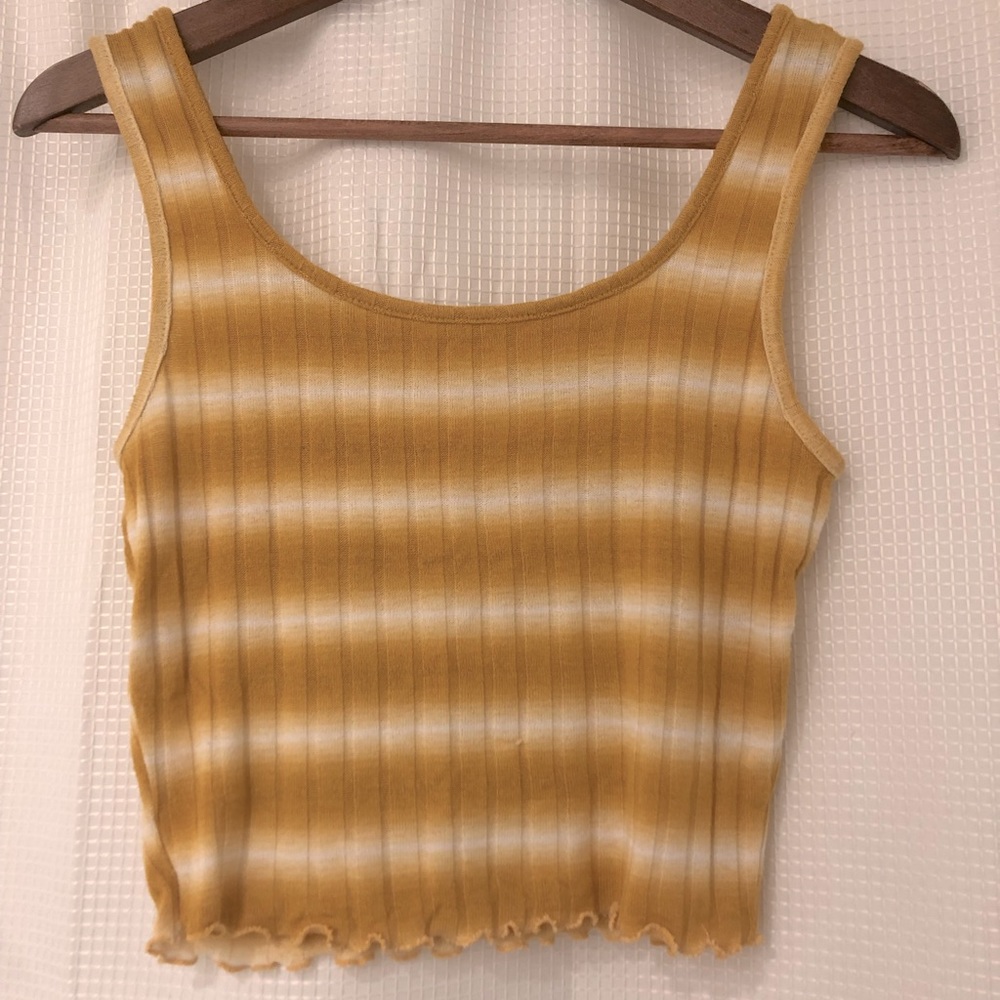 yellow and white ribbed tank top
